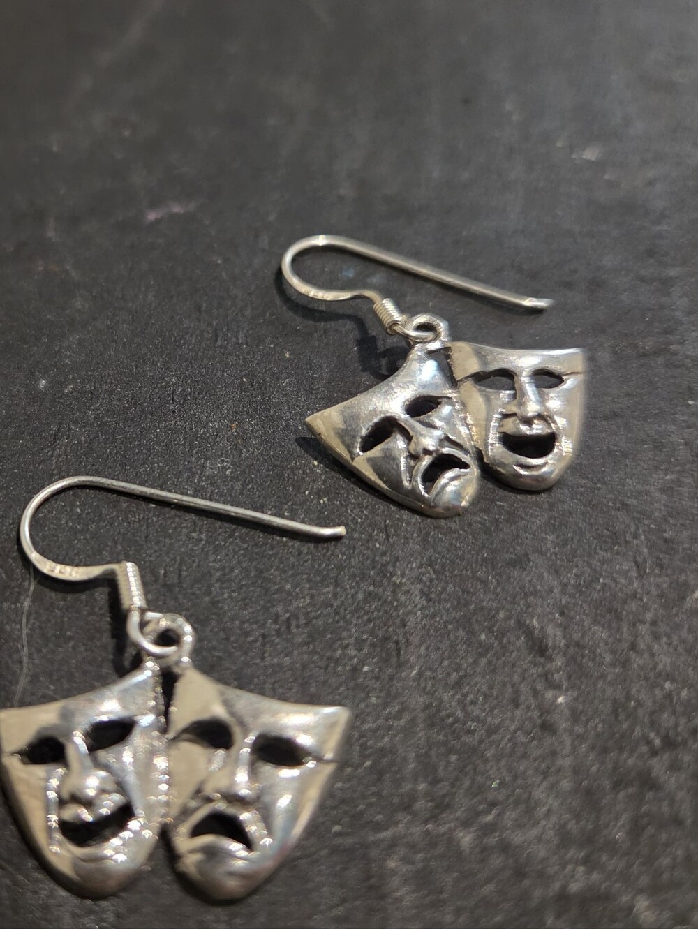 Vintage 925 Sterling Silver Theatre Mask Earrings